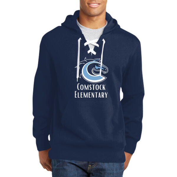 Lace Up Pullover Hooded Sweatshirt  Thumbnail